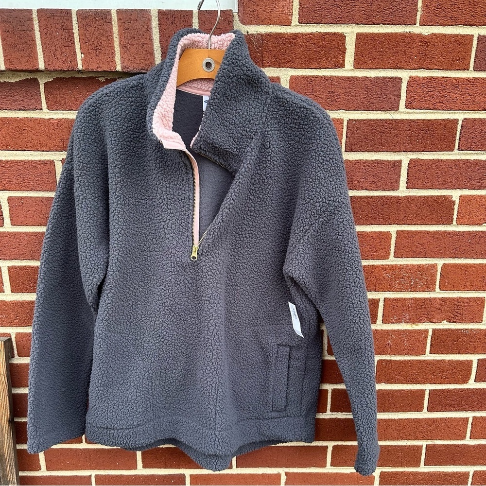 Old Navy Gray Sherpa Jacket with Pink Lining